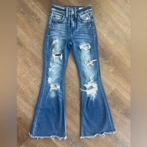 KanCan Blue Distressed high rise  flare Leg Jeans